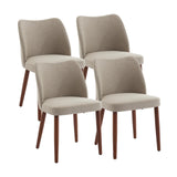 Garvee Esszimmerstühle 4er-Set, moderne Polsterstühle mit Leinenstoff, Flügelrückenlehne & Holzbeinen, Khaki