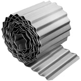 GARVEE Rasenkante aus Metall 15 cm x 15,2 m, Flexible Beetumrandung aus verzinktem Stahl in Rostfarbe, Wellblech Gartenkante für Rasen, Blumenbeete & Landschaftsgestaltung, Silber - Silber