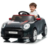GARVEE MINI Cooper Kinder Elektroauto 12V mit Fernbedienung, LED-Lichtern, Musik & Sicherheitsgurt, Elektroauto für Kinder ab 3 Jahren, Schwarz - Schwarz