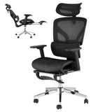 Garvee Ergonomischer Bürostuhl Mesh 3. Gen Mit Fußstütze, 4D Armlehnen, 159 kg Tragkraft, Schwarz - Schwarz