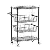 Garvee 4-Stufiger Metall-Rollwagen Mit Griff Für Küche, 110 lbs Tragkraft, Offene Drahtregale, 2 Bremsräder, Vielseitig Einsetzbar, Metall, Silber