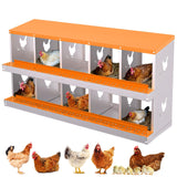GARVEE 2-stöckiges Legenest für Hühner, 10 Fächer, Hühnernistkasten aus verzinktem Stahl mit herausnehmbarer Auffangschale & Lüftungslöchern, für Hennen & Geflügel, Orange - Orange
