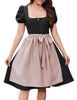 Garvee Dirndl Damen Trachten Midi Dirndlkleid Aus Wildleder Mit Schürze Für Oktoberfest Schwarz 42