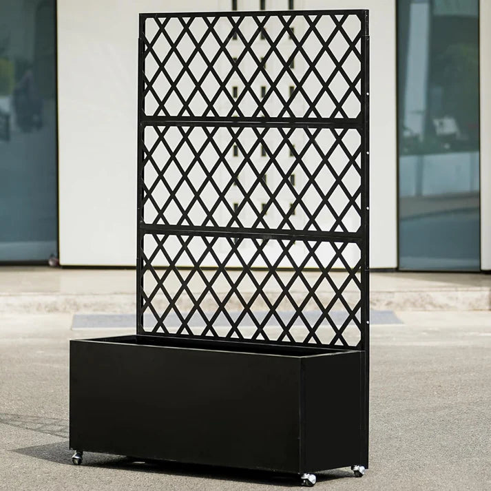 Garvee Hochbeet aus Verzinktem Stahl 180 × 90 × 40 cm – Mit Rankgitter & Sichtschutz, Mobil