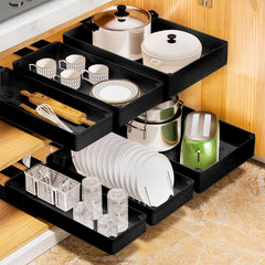 Garvee 3 Größen Ausziehbare Schublade Küche Teleskopschublade Küchenorganizer Mit Na-no-Klebefolie Für Küchenschrank Badezimmer L: 27cm W x 40cm D x 7cm H
