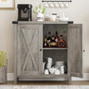 GARVEE Buffet Küchenschrank Landhausstil 2 Türen Verstellbare Regale Vintage Holz Grau Braun Eiche Wohnzimmer