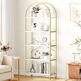 GARVEE Industrielles Bücherregal 180 cm, 5 Ebenen Standregal mit Metallrahmen, Stabiler Regal im Industrial Design für Wohnzimmer, Büro & Arbeitszimmer, Gold - Gold