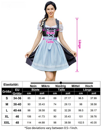 Garvee Traditionelles kurzes 3-teiliges Dirndl-Kleid für das Oktoberfest Blau Größe 36