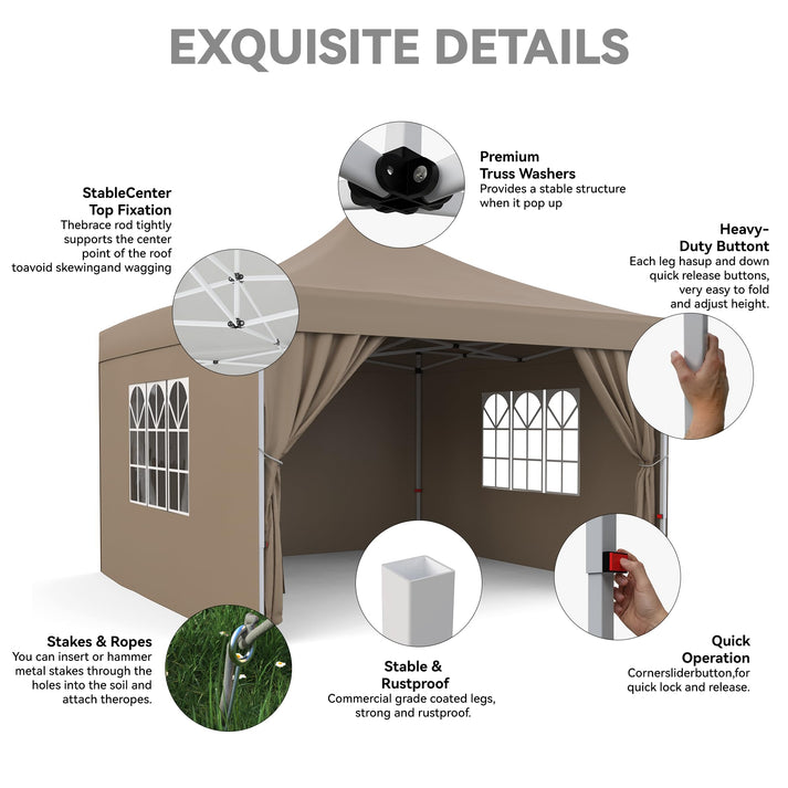 GARVEE Pop-Up Canopy mit One-Push-Center-Lock-Technologie