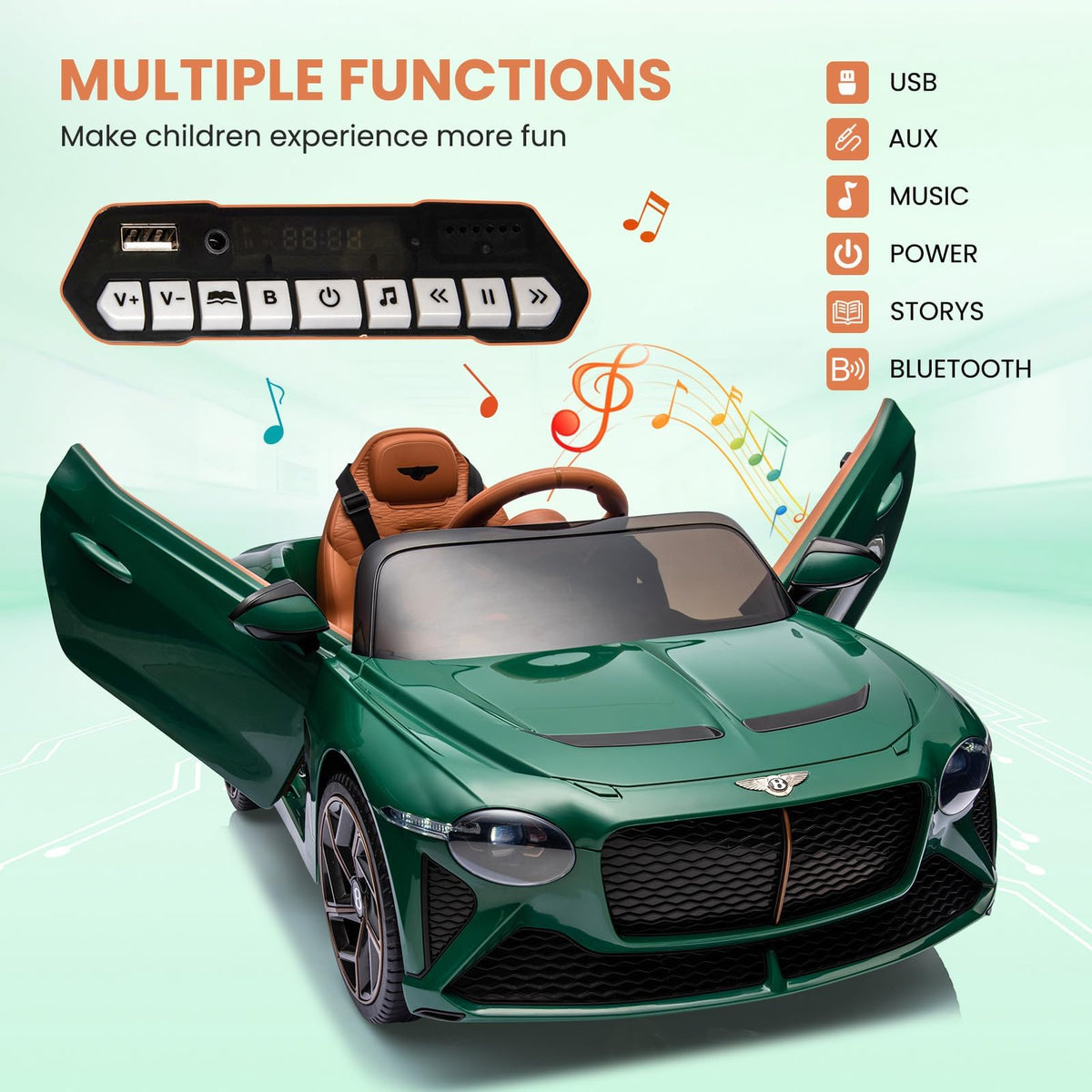 Kinder Elektroauto mit Musik USB und LED-Lichtern