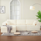 Garvee Mehrsitzer Sofa aus Cord, Memory-Schaum, ergonomisch, robuste Verarbeitung, für Wohnzimmer, Weiß - Weiß