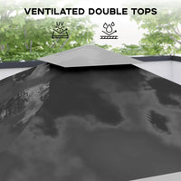 GARVEE Pop-Up Pavillon 3,65 x 3,65 m mit Moskitonetz, UV-Schutz, 3-fach Höhenverstellbar, Stahlrahmen, 6 Seitenwände & Sandtaschen, Für Garten & Camping, Grau