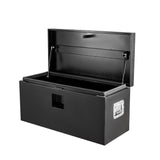 Garvee Deichselbox 76 × 38 × 38 cm aus Stahl, LKW-Werkzeugkasten mit Gasdruckfeder für Anhänger & Wohnmobil, Schwarz - Schwarz