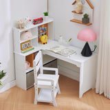 Garvee Kindereckschreibtisch Mit Stuhl L-Form Weiß Für Kinderzimmer 40inx42inx31in - Weiß