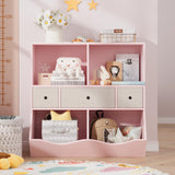 Garvee 7-Fach Kinder Spielzeug Organizer Mit 3 Schubladen Für Spielzimmer & Flur, Holz, Rosa, Stabil & Umweltfreundlich - Rosa
