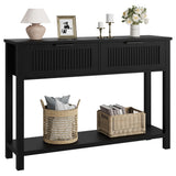 Garvee Farmhouse Entryway Table Holz Konsole 43" Mit 2 Schubladen & 2 Ebenen, MDF, Schwarz, Wohnzimmer & Flur, Robust & Kratzfest - schwarz