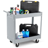 Garvee 2-Stufiger Rollender Werkzeugwagen, 330 LBS Tragkraft, 2 Ablagen, Stahl, 4 Drehbare Gummirollen, Abschließbar, Werkstatt & Garage, 29.14in x 15.16in x 32.09in, Schwarz - 