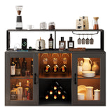 Garvee Weinbar Schrank Mit Weinregal, LED RGB Licht, Ladestation, Verstellbare Regale, Holz, Stehend Für Küche & Wohnzimmer