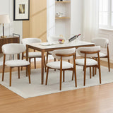 Garvee Esszimmerstühle 6er-Set, moderne Polsterstühle mit ergonomischer Rückenlehne & Holzbeinen, Beige