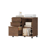 Garvee 3-Schubladen Aktencontainer Mit Offenen Regalen Rollbar Für Büro & Zuhause 30.71"x15.75"x26.5" Holz