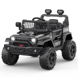Garvee Schwarz 12V Kinder Elektroauto mit Fernbedienung Offroad-Reifen LED Licht und Musik Für Kinder 3-8 Jahre - Schwarz