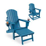 Garvee 4-in-1 Adirondack Schaukelstuhl, HDPE, Mit Hocker & Becherhalter, Outdoor, Schwerlast - Blau
