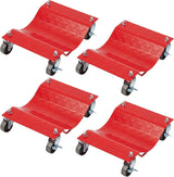 Garvee Rangierhilfe PKW 4er Set, Robuste Radroller aus Manganstahl mit 360° Lenkrollen und 2722 kg Tragkraft, Fahrzeug Rangierroller für Garage, Werkstatt und Kfz-Service, Rot - Rot