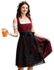 Garvee Damen Trachten Midi Dirndl 3Tlg. Für Oktoberfest Fasching Karneval Rot 42