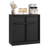Garvee Sideboard, 2 Türen + 2 Schubladen, LED, 2 Schubladen, Kippschutz, Schwarz - Schwarz