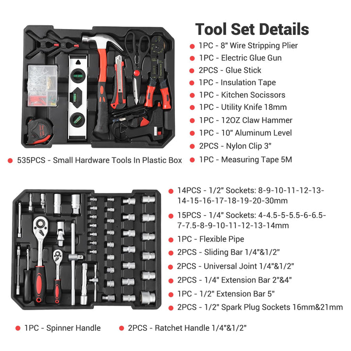 Übersicht über alle 800 Werkzeugteile im Set