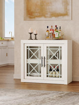 Garvee Vielseitiges Sideboard Buffet Aus Holz Mit 2 Glastüren Für Esszimmer Wohnzimmer Flur Weiß - Weiß + 2 Glastüren