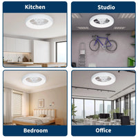 Garvee Deckenventilator Mit LED Licht, Ringdesign, Geräuschlos, Acryl, Für Schlaf & Wohnzimmer, Weiß