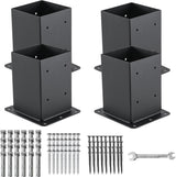 Garvee 4er-Set Schwerlast 2mm Stahl Pfostenfuß Für 6x6 Holzpfosten, Vierseitige Verstärkung, Wetterfest, Schwarz, Komplett Mit Montagematerial Für Terrassenbau - rot
