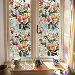 GARVEE Fensterfolie Selbsthaftend Blickdicht Anti-UV Pflanzenmotiv 43x100cm