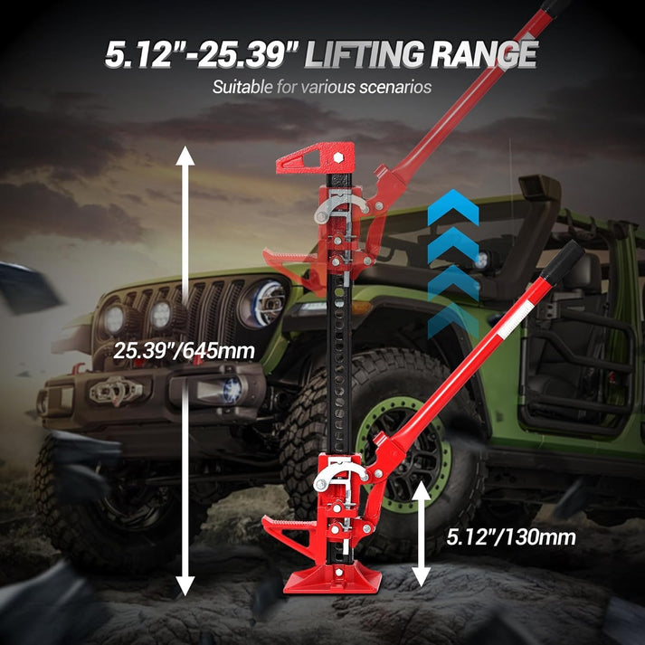 Verstellbarer Hubbereich des Farm Jacks
