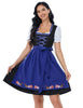 Garvee Dirndl Damen Midi 3tlg Trachtenkleid Set Für Oktoberfest Karneval Blau 40