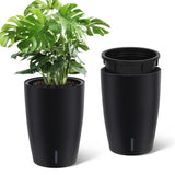 Garvee 16" Hohe Selbstbewässernde Pflanzgefäße Set Mit Sichtbarer Wasserstandsanzeige Für Innen & Terrasse, Schwarz, Robust & Belüftet - schwarz