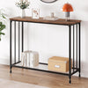 GARVEE Konsolentisch Schmal mit Ablage, 85 x 30 x 81 cm Beistelltisch Vintage Flurtisch Kleiner Ausstellungstisch Metall Sofatisch Industrieller Langer Eingangstisch für Eingang, Flur, Dunkelbraun-Schwarz