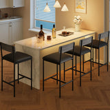 Garvee Barhocker Set 4 Mit PU Polster, Fußstütze Und Rückenlehne Für Küche Und Bar, 16.51" L x 14.51" W x 37.4" H, Schwarz - Grau