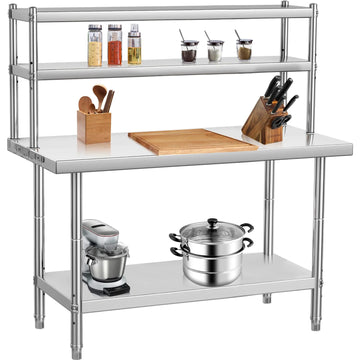 Garvee Edelstahl Arbeitstisch höhenverstellbar, rostfrei stabiler Werktisch 91 x 61 x 138 cm, hohe Tragkraft bis 662 kg für Werkstatt Küche