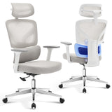 Garvee Ergonomischer Bürostuhl Mesh Mit Verstellbarer Lendenstütze 3D-Armlehnen Metallrahmen Für Home Office Höhenverstellbar Schwarz - Grau-D