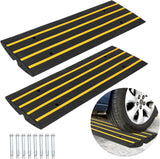 Garvee 2er-Set Bordsteinrampe aus Gummi, 122 × 41 cm, bis 9.072 kg, Entwässerungskanäle, rutschhemmend & reflektierend