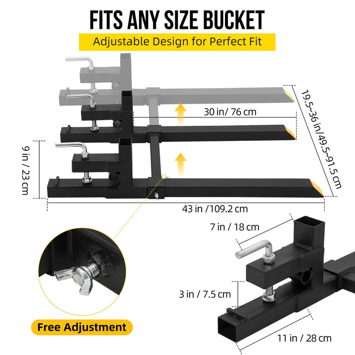 Angepasste Abmessungen für verschiedene Schaufeln