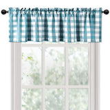Garvee Valance Vorhänge Buffalo Karo Für Küche Halbfenster 56" Lang Polyester Lichtdurchlässig - Blaugrün und Weiß