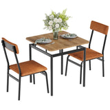 Garvee Essgruppe 3-teilig, für 2 Personen, mit gepolsterten Stühlen, PU-Leder-Bezug, MDF & Metall, Braun - Braun