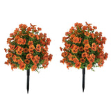 Garvee Künstlicher Buchsbaum-Kugelbaum mit Erdspieß 2er-Pack Lila Gartendekoration 60 cm UV-beständig Für den Außenbereich - Herbstfarben