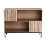 Garvee Modernes Bauernhaus Konsolentisch Mit Fluted Türen, Metallbeine, Vielseitige Aufbewahrung Für Wohnzimmer & Flur, 39.4x15.7x29.9 Zoll, Hellbraun