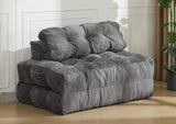 Garvee 3-in-1 Schlafsofa aus Cord, klappbar, mit Kissen, Doppelbettgröße, für Wohnzimmer, Grau - Grau