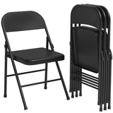 Garvee Klappstühle Set 4, Stahlrahmen, Stapelbar, Bis 159 kg, Für Innen & Außen, Schwarz - Schwarz