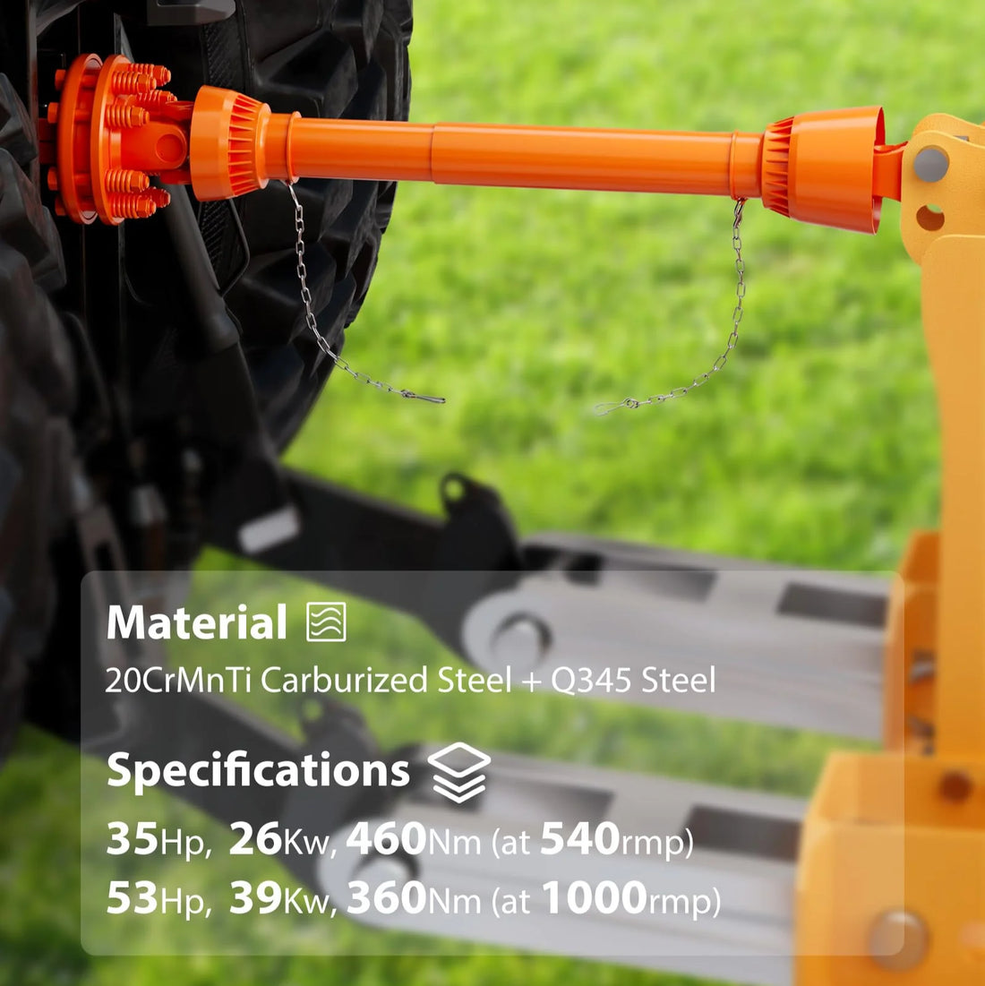 GARVEE PTO Gelenkwelle 110–145 cm, Serie 4, 6-Zahn, 35 mm Anschluss, Stahl-Zapfwelle für Traktor, Mulcher & Landwirtschaft